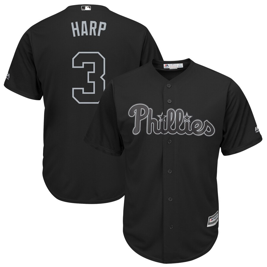 Men's Philadelphia Phillies #3 Bryce Harper Black 2019 Players' Weekend Pick-A-Player Replica Roster Stitched MLB Jersey